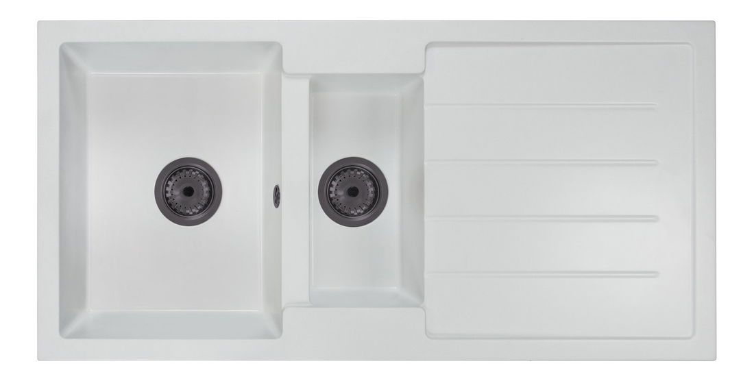 Kuchyňský dřez Yuxur (bílá) (se 3 otvory pro baterii) (P)