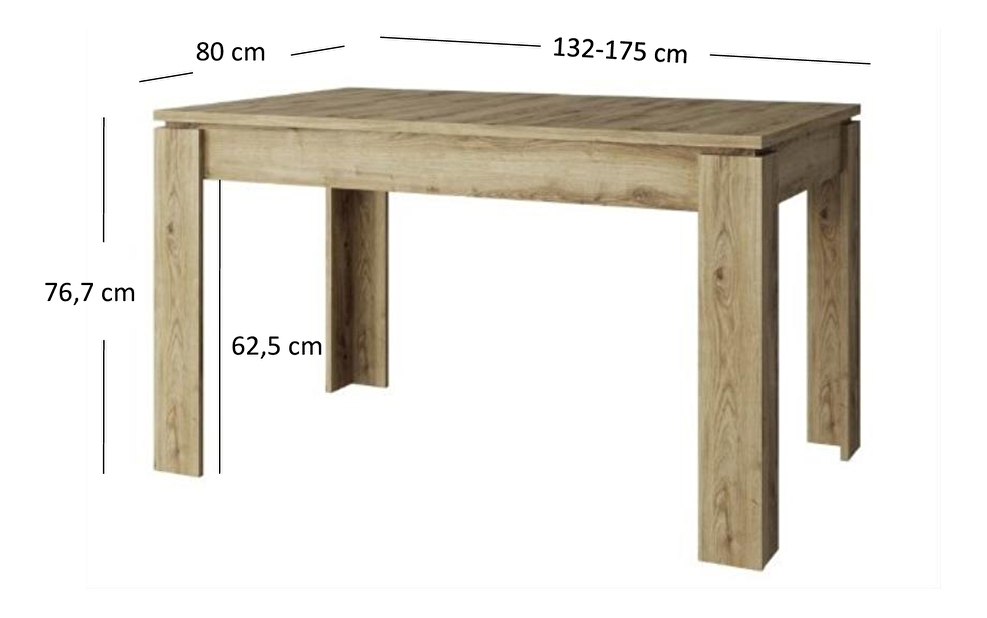Rozkládací jídelní stůl Deloris (dub navarra) (pro 4 až 6 osob)