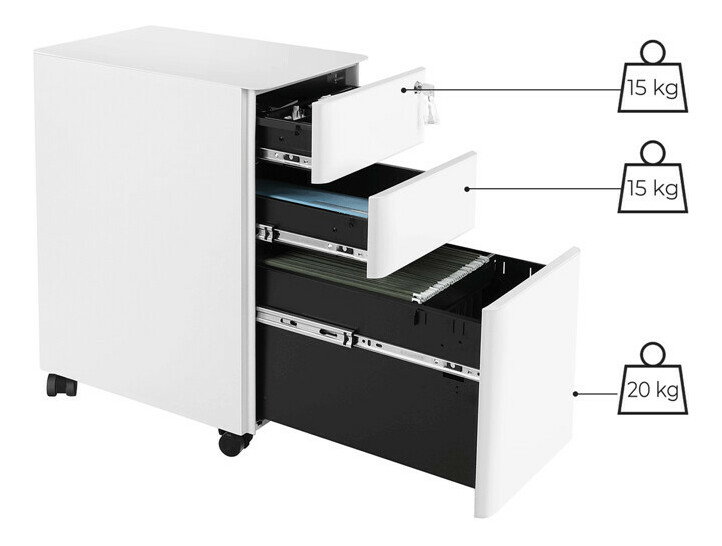 Skříňka na kolečkách Amios (bílá)