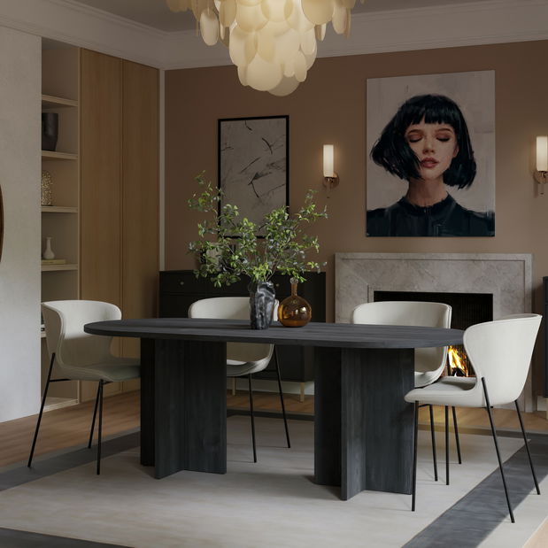 Rozkládací jídelní stůl Ovalina (béžová písková)