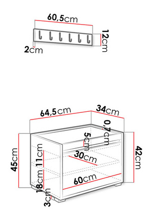 Nábytek do předsíně Leon 60 VII (bílá + ekokůže Soft 017)