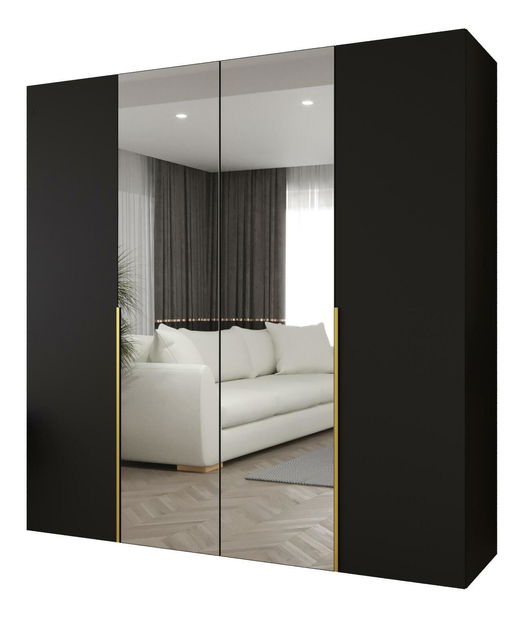 Šatní skříň 200 cm Alice 2 (černá + zlatá)