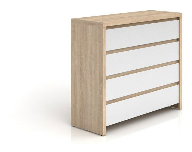 Komoda BRW Kaspian KOM4S (dub sonoma + lesk bílý)