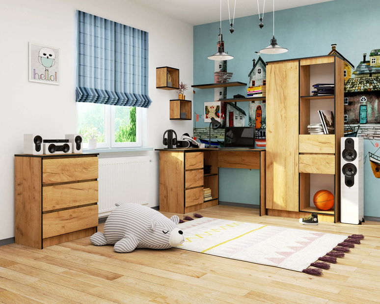 Rohový PC stolek Bodhi (dub craft) (L)