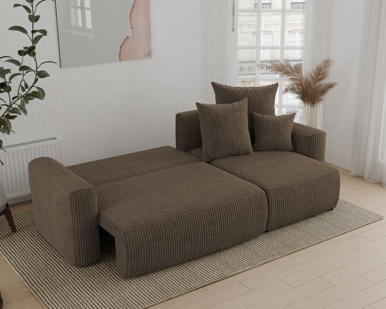 Rohová sedačka Denia (P) (tmavě hnědá)