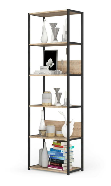 Regál Loriana III (černá + dub sonoma)