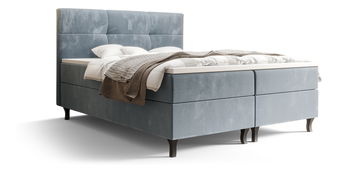 Manželská postel Boxspring 180 cm Lumba Comfort (světlomodrá) (s matrací a úložným prostorem)