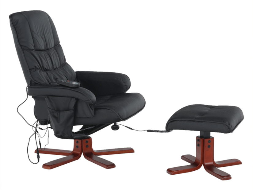 Masážní křeslo Amnel (ekokůže černá + třešeň) 