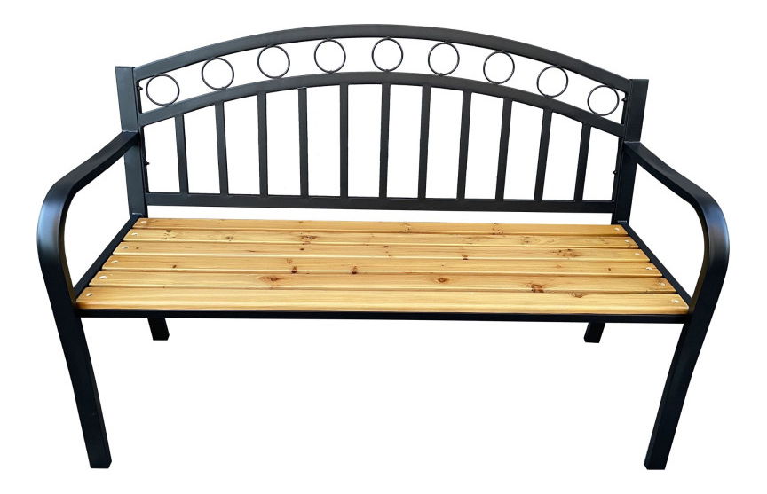 Zahradní lavička Auki (černá + přírodní dřevo)