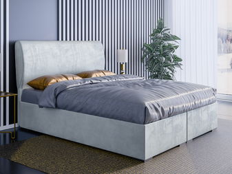 Boxspring postel 200 cm Simoon (světle šedá) (s matrací a úl. prostorem)