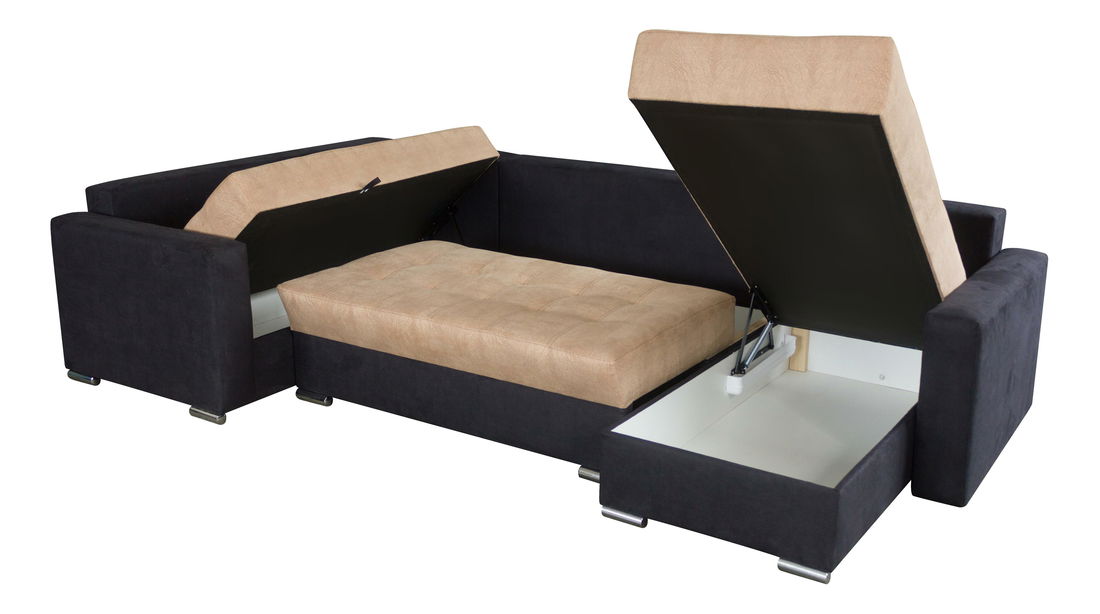 Rohová sedací souprava U Lambert (hnědá + tmavě hnědá) (L)