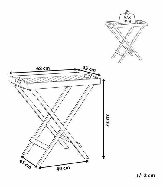 Zahradní příruční stolek TRATORIA (tmavě červená)