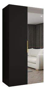 Šatní skříň 100 cm Mirabella 2 (černá + zlatá)