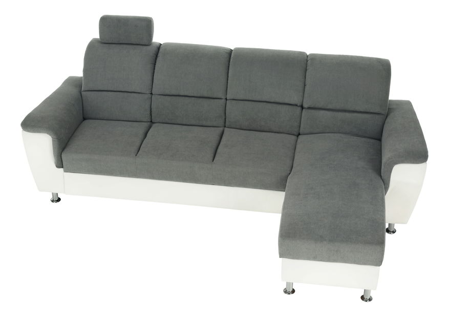 Rohová sedací souprava Stan malá (bílá + šedá) (P)