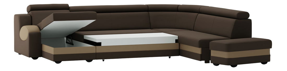Rohová sedací souprava U Greg U (hnědá + béžová) (L)