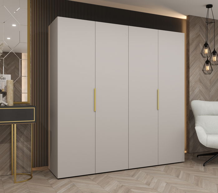 Šatní skříň 200 cm Mirabella 1 (kašmír + zlatá)