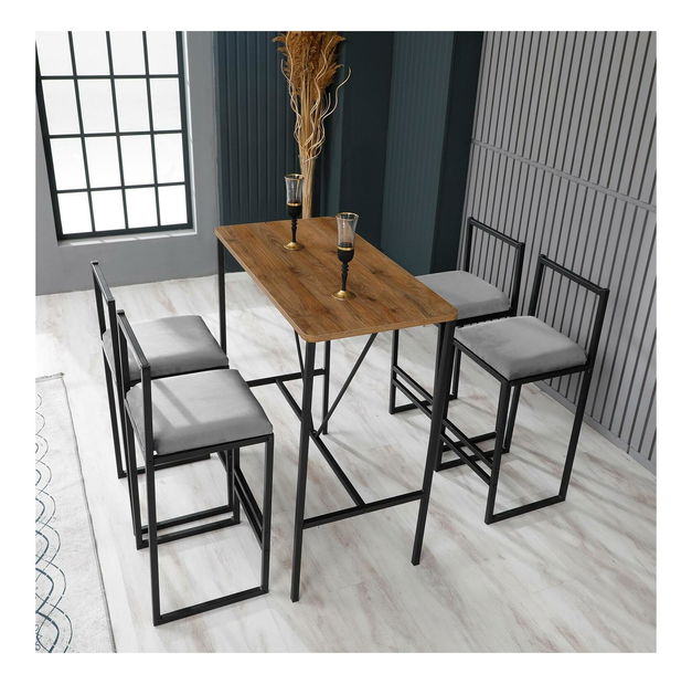 Jídelní set Nathaniel (šedá + ořech + černá)