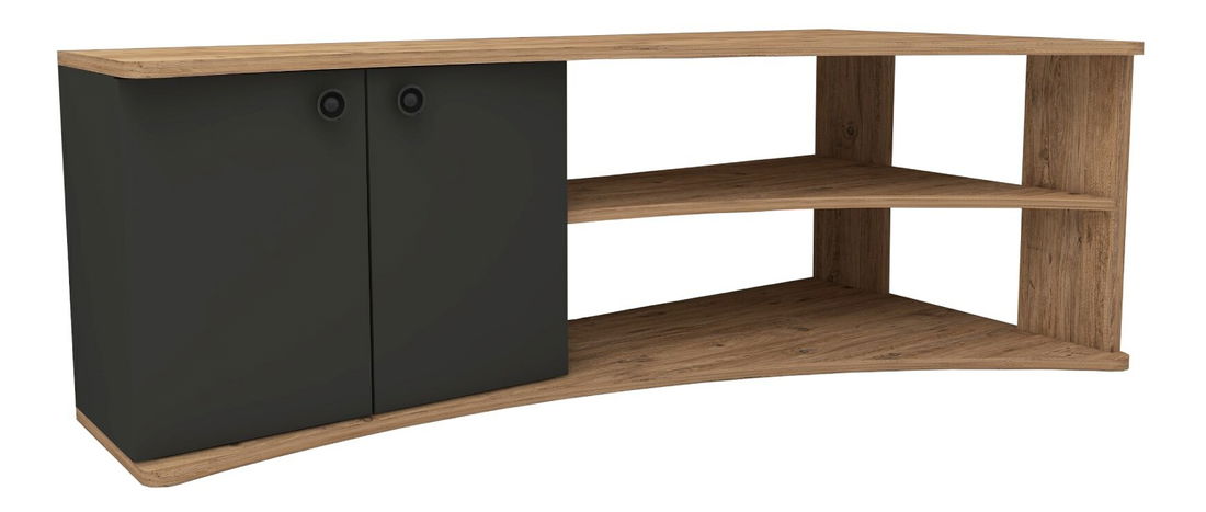 Rohový TV stolek/skříňka Tiara (Borovice antlantic + Atracit)