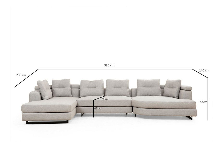 Rohová sedačka Padalusso (L) (světle šedá + černá)