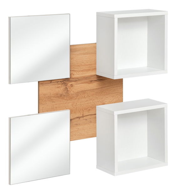 Poličky se zrcadlem Elaine 20 WTW EY typ 07 (bílá + dub wotan)