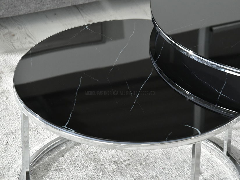 Konferenční stolek Grande (černý mramor + chromová)