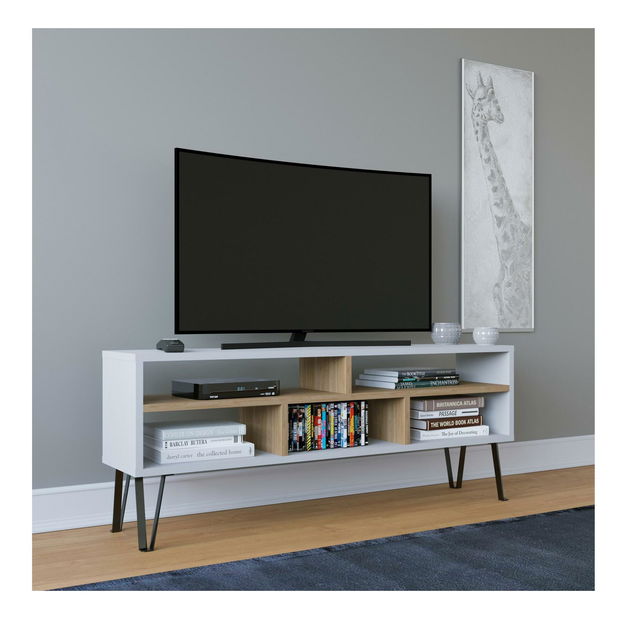 TV stolek Lenodi (bílá + dub)