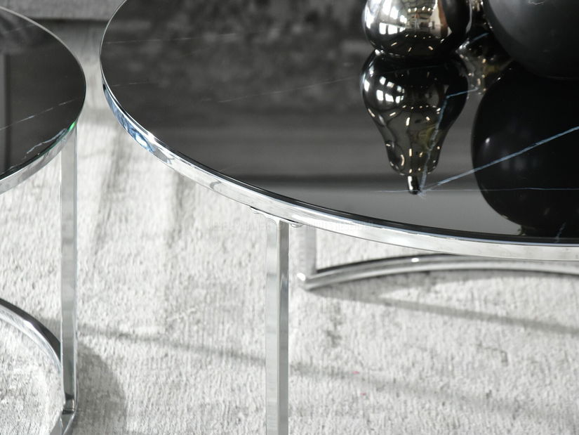 Konferenční stolek Grande (černý mramor + chromová)