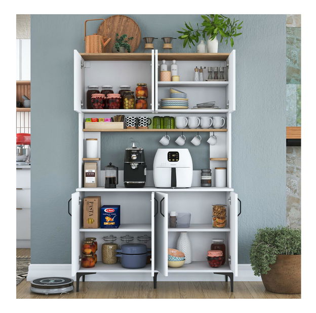 Policová skříň Jenaretta 176 (bílá + ořech)