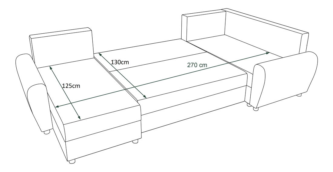 Rohová sedačka ve tvaru U Fleur Long (fialová + černá) (P)