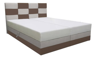 Manželská postel 160 cm Boxspring Marion Comfort (hnědá + světle šedá) (s roštem a matrací)