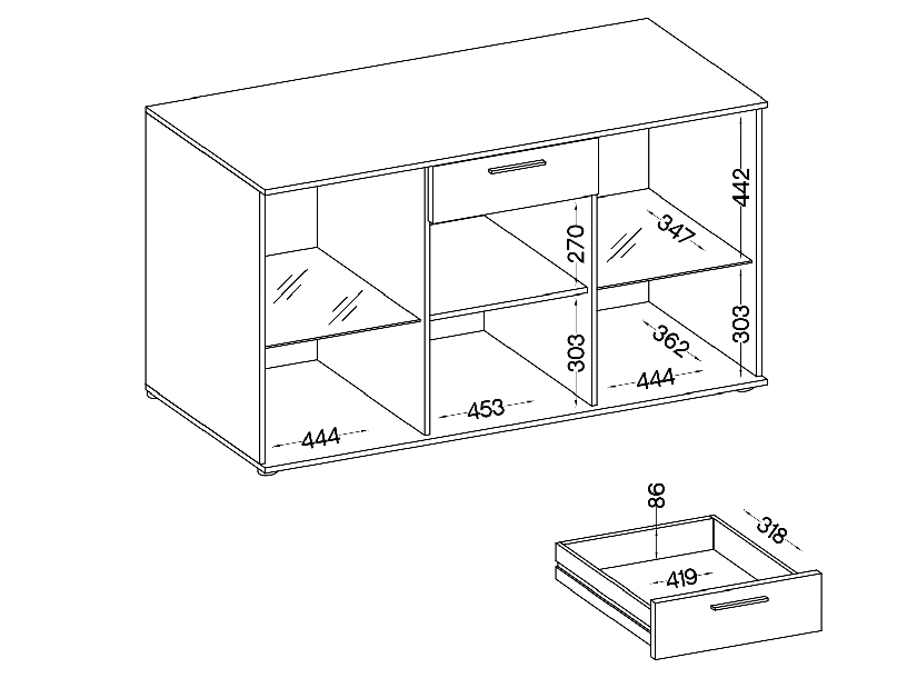 Komoda Saul (bílá + bílá) (bez osvětlení)