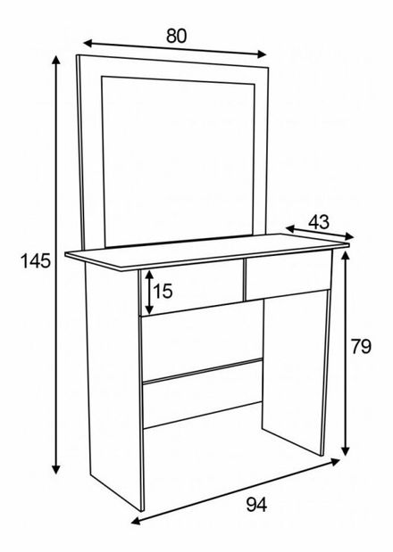 Toaletní stolek Vivi (bílá) (s LED osvětlením)