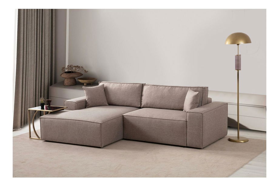 Rohová sedačka Pirlofenzza (s úl. prostorem) (L) (hnědá)