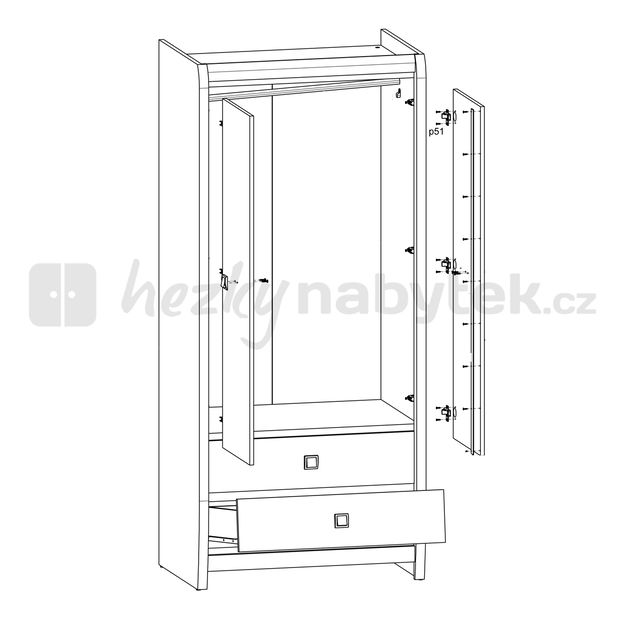 Šatní skříň BRW Loren SZF2D2S