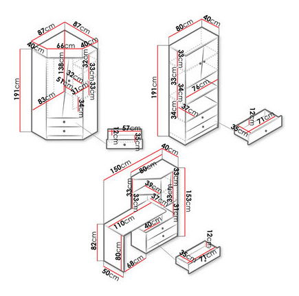 Nábytek do studentského pokoje Seraphina IV (dub artisan + bílá + šedá)