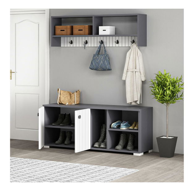 Předsíňová sestava Vabite 1 (antracit + bílá)