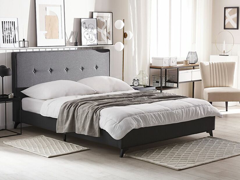 Manželská postel 160 cm AMBRE (s roštem) (šedá)