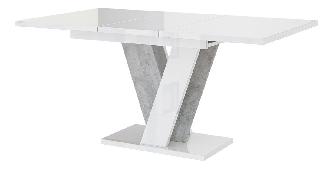 Jídelní stůl Venag (lesk bílý + kámen) (pro 4 až 6 osob)