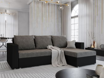Rohová sedací souprava Hagoo (černá + šedá) (P)