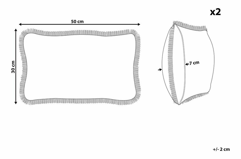 Sada 2 ozdobných polštářů 30 x 50 cm Photo (béžová)