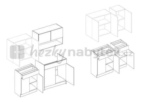 Kuchyně Cherry 260 cm Dub sonoma + Ořech