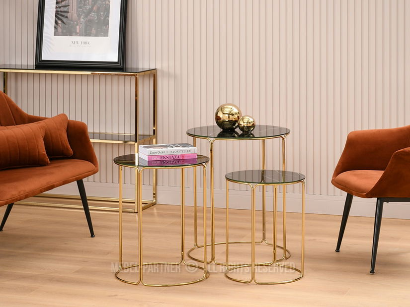 Konferenční stolek Belianni Zest (černý mramor + zlatá)