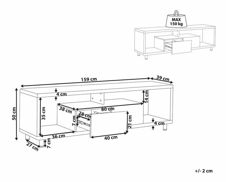 TV stolek/skříňka Knoza (bílá)