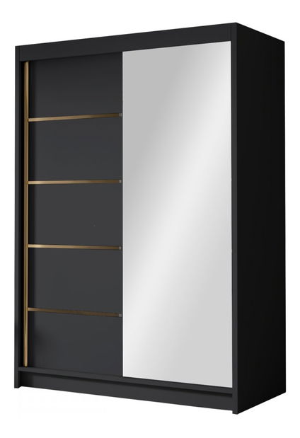 Šatní skříň s posuvnými dveřmi Varentona III 120 (kašmír + zlatá) (se zrcadlem)