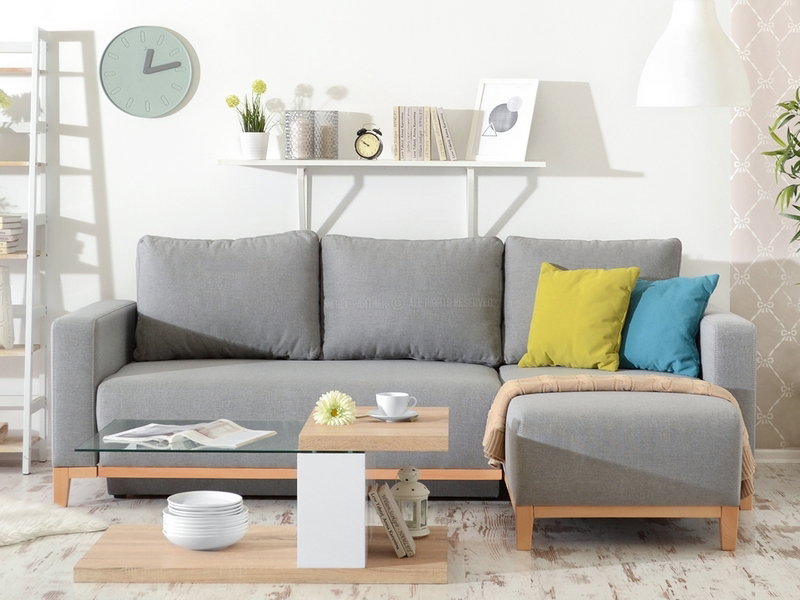 Rohová sedačka Salida (šedá + dub)