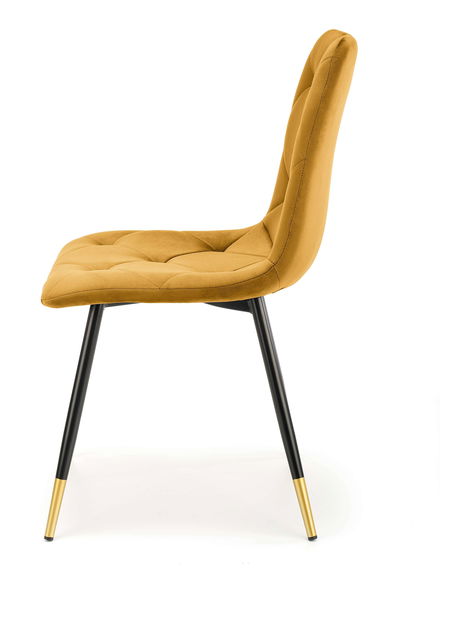 Jídelní židle Kallan (hořčičná + černá + zlatá)