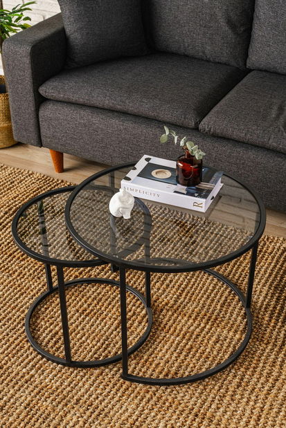 Set konferenčních stolků Tokijo (kouřová černá)