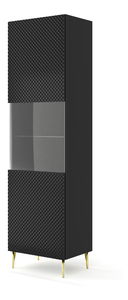 Vitrína C 1DS Rowanna (černá lesklá + zlatá)