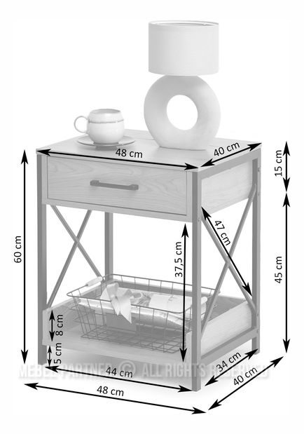 Noční stolek Torry (dub + černá)