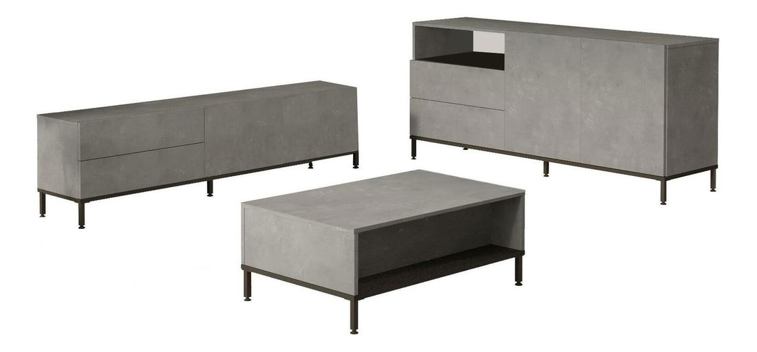 Sada nábytku do obývacího pokoje Levoretta 36 (šedá + černá)